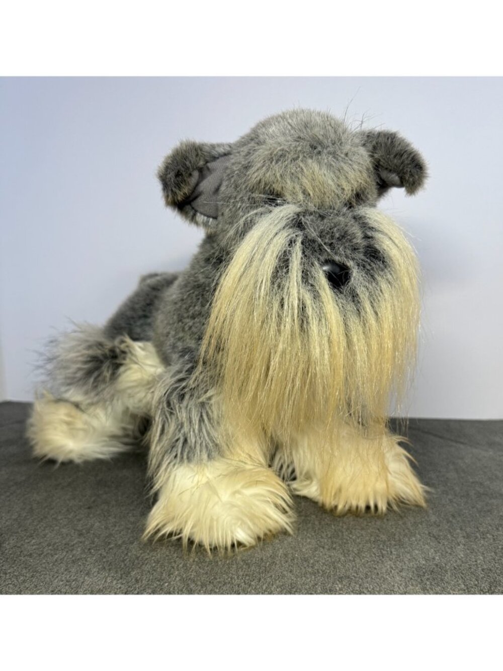 Douglas Schnauzer Plush Dog Stuffed Animal Toy 14" Gray & White Faux Fur